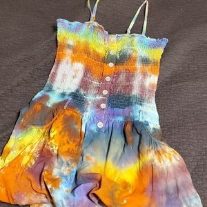 Girls MEDIUM 10/12 Tie Dyed Poof Dress * Faux Button Up